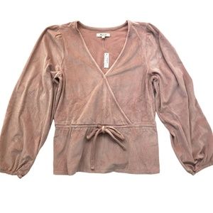 Madewell Corduroy Tie-Front Faux Wrap Top Medium
